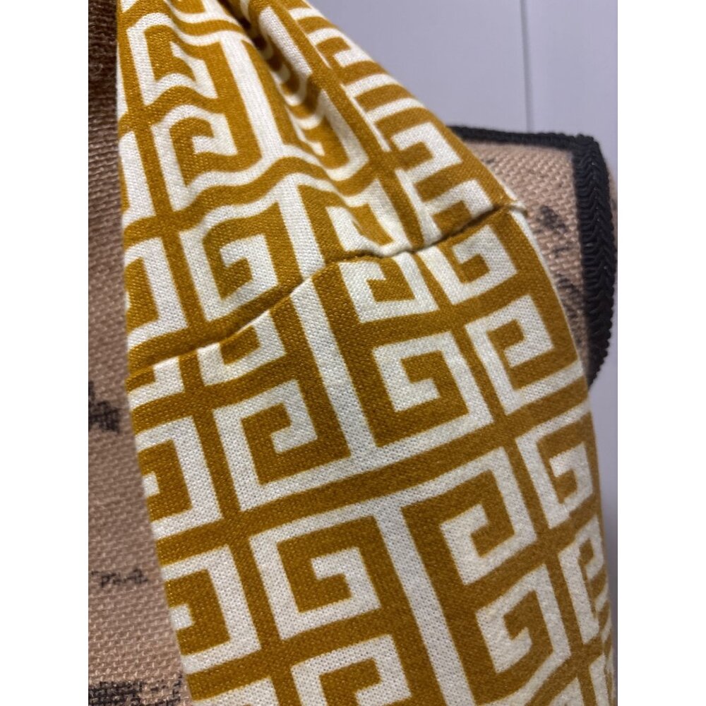 Geometric Yellow & White Infinity Greek Key Scarf Long Soft - Picture 7 of 7